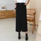 Belted Slit-front Long Skirt