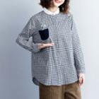 Floral Embroidered Gingham Shirt Gingham - Black & White - One Size