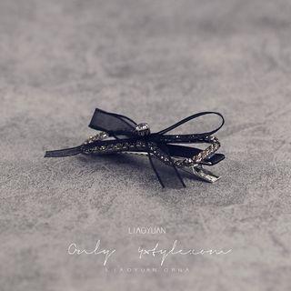 Rhinestone Bow Hair Clip Black - One Size
