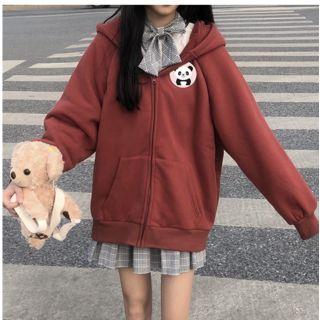 Panda Print Zip Hoodie