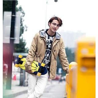 Drawstring-waist Hood Jacket