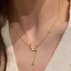 Moon Pendant Necklace 1pc - Gold - One Size