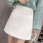 High-waist Furry A-line Skirt