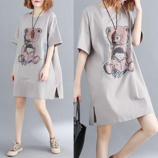 Bear Short-sleeve T-shirt As Shown In Figure - One Size