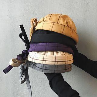 Plaid Belted Beret