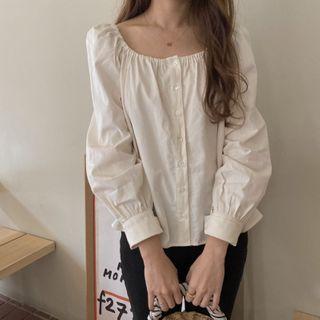Buttoned Blouse As Shown In Figure - One Size