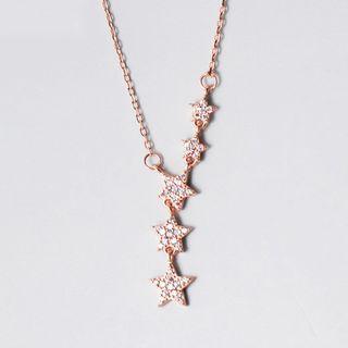 Rhinestone Star Necklace S925 Sterling Silver - As Shown In Figure - One Size