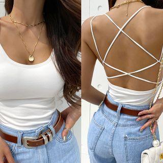 Strappy-back Camisole Top Ivory - One Size