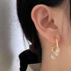 Irregular Pearl Alloy Open Hoop Earring 1 Pair - Gold - One Size