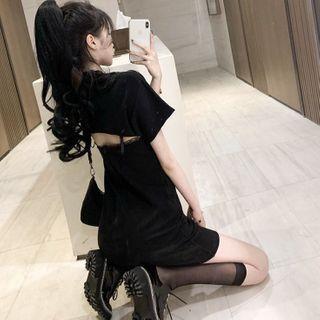 Open-back Mock Two-piece T-shirt Dress