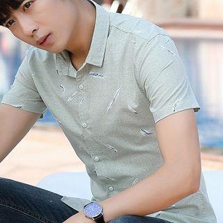 Feather Printed Short-sleeve Shirt