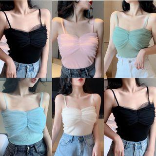 Mesh Panel Knit Camisole Top