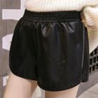 Side Zip Faux-leather Shorts