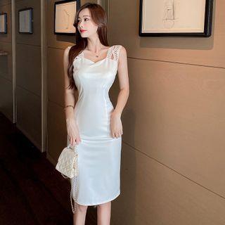 Sleeveless Lace Trim Midi Dress