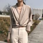 Long-sleeve Front-tie Top