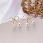 Bow Sterling Silver Faux Pearl Earring