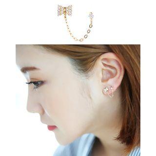 Chain-linked 10k Gold Ear Stud (1 Pcs) One Size