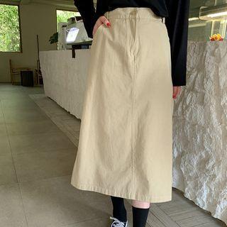 Plus Size Pocket-side Long Cotton Skirt