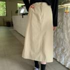 Plus Size Pocket-side Long Cotton Skirt