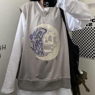 Long-sleeve T-shirt / Graphic Print Vest