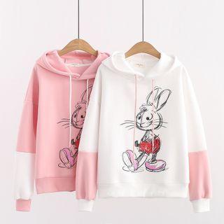 Two Tone Rabbit Print Hoodie