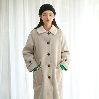Faux-fur Collar Pocket-detail Coat