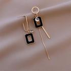 Geometric Asymmetrical Fringed Earring 1 Pair - Earring - Non Matching - Black - One Size