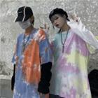 Couple Matching Mock Two-piece Tie-dye Long-sleeve T-shirt