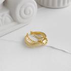 925 Sterling Silver Chained Layered Open Ring Gold - One Size