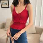 Ruffle Trim Knitted Camisole Top