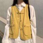 Single Breasted Vest Yellow - One Size