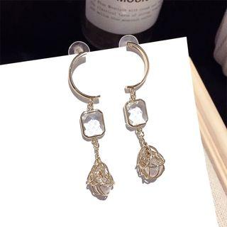 Bead Dangle Earring 1 Pair - Silver Needle - Gold - One Size
