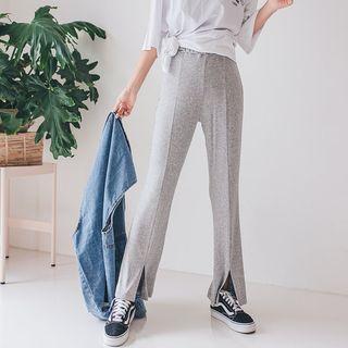 Plus Size Slit-front Boot-cut Sweatpants