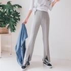 Plus Size Slit-front Boot-cut Sweatpants