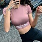 Lettering Short-sleeve Cropped Sports Top