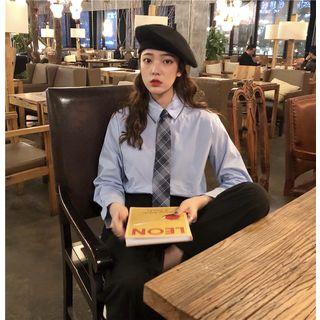 Long Sleeve Plain Shirt As Shown In Figure - One Size