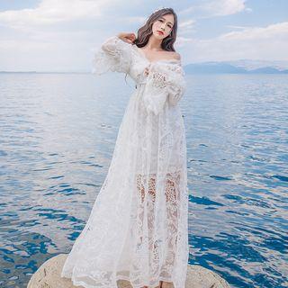 Off-shoulder Lace Maxi Dress