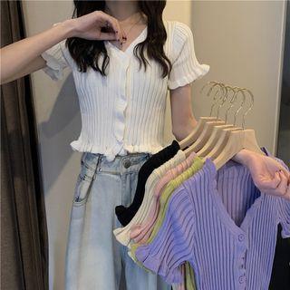V-neck Plain Knitted Crop Top