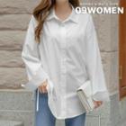 Plus Size Drop-shoulder Tie-cuff Long Shirt