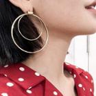 Double Circle Earring 1 Pair - Gold - One Size