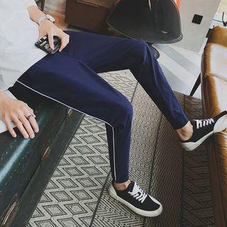 Drawstring Piping Pencil-cut Pants