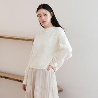 Pom-pom Loose-fit Sweater Ivory - One Size