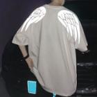 Wing Print Short-sleeve Oversize T-shirt