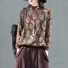 Floral Mock-neck Long-sleeve Top