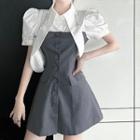 Mock Twoo-piece Short-sleeve A-line Dress