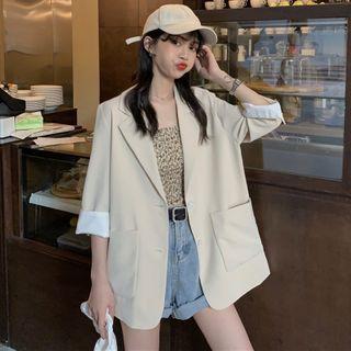 3/4-sleeve Paneled Blazer / Spaghetti Strap Top