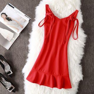 Ruffle-trim Sleeveless Mini A-line Dress