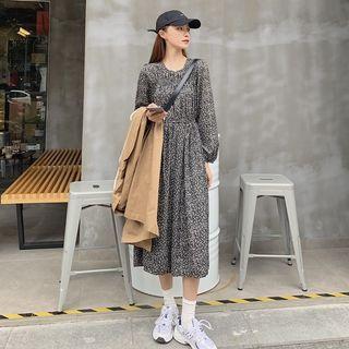 Floral Print Long-sleeve Dress - 2 Colors