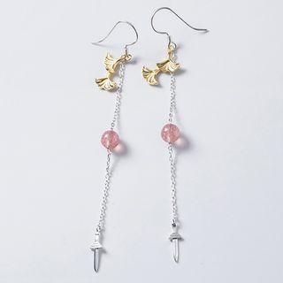 Leaf Bead Dangle Earring 1 Pair - S925 Sterling Silver Earring - One Size