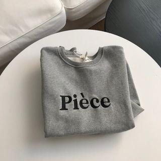 Lettering Embroidered Sweatshirt Gray - One Size